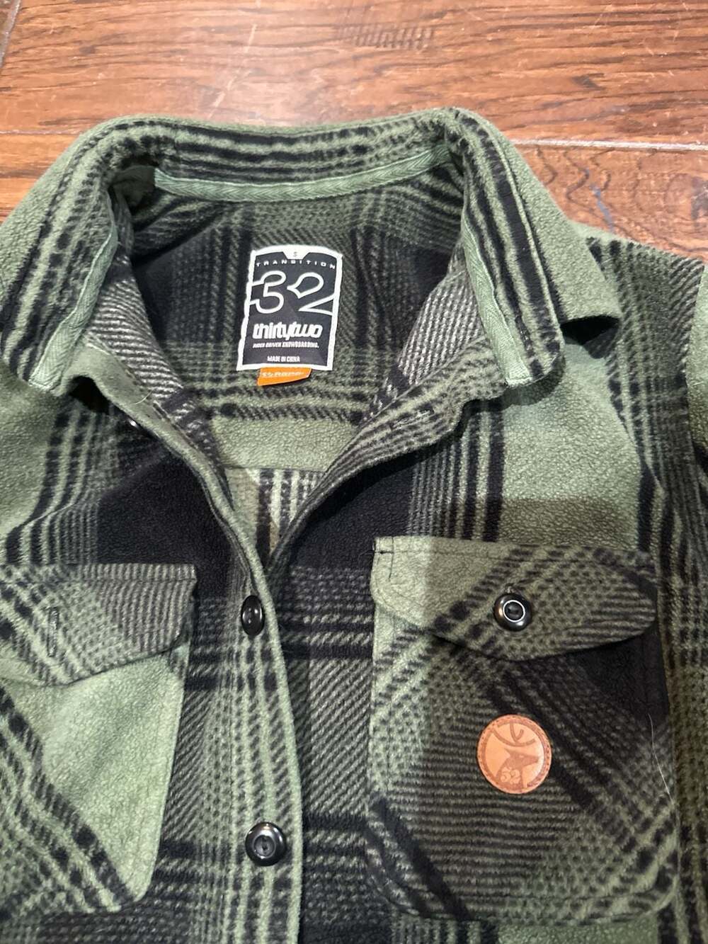 ThirtyTwo Reststop Polar Fleece Repel Shirt Forest Green Plaid - Picture 2 of 5